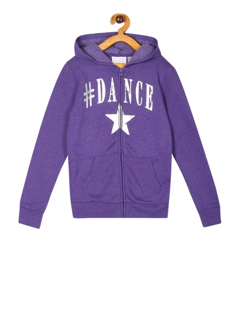 The Childrens Place Girls Purple Printed Hooded Sweatshirt