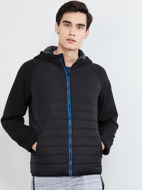 max Men Black Solid Padded Jacket