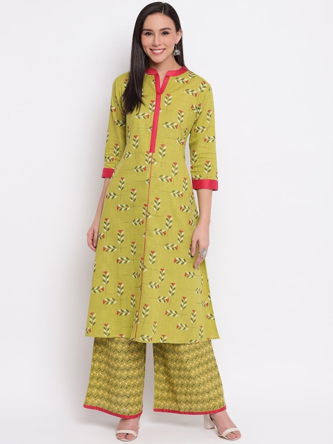 Shakumbhari Women Green Printed Kurta with Palazzos