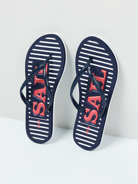 max Women Navy Blue & White Striped Thong Flip-Flops
max Women Navy Blue & White Striped Thong Flip-Flops
