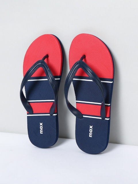 max Men Red & Navy Blue Colourblocked Thong Flip-Flops