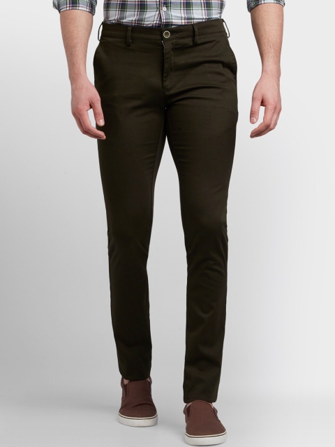 ColorPlus Men Green Regular Fit Solid Trousers
