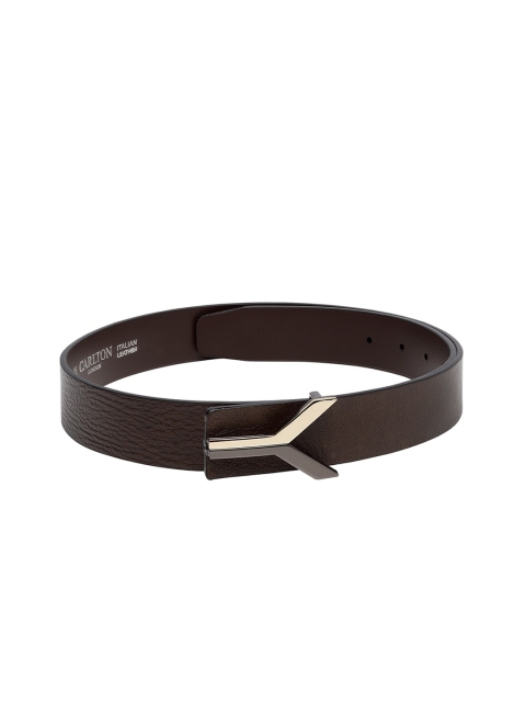 Carlton London Men Coffee Brown Solid Leather Belt