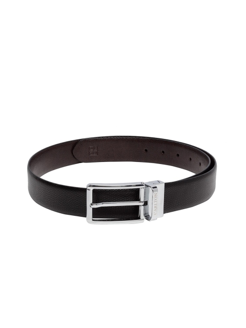 Carlton London Men Coffee Brown & Black Reversible Textured Belt