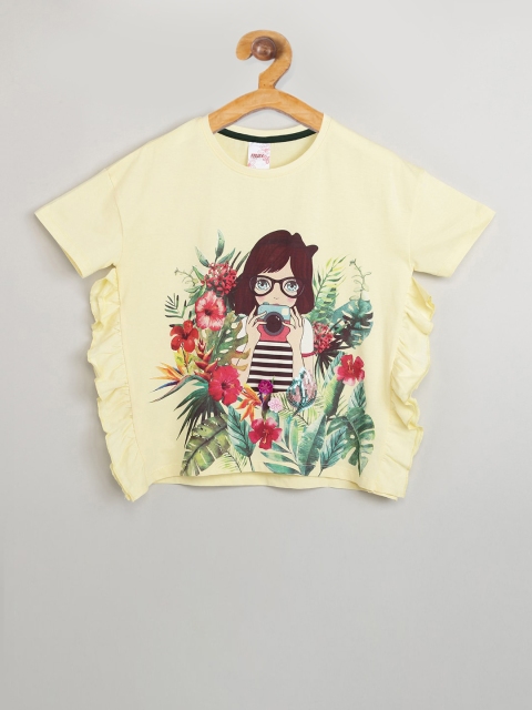 max Girls Yellow Printed Top