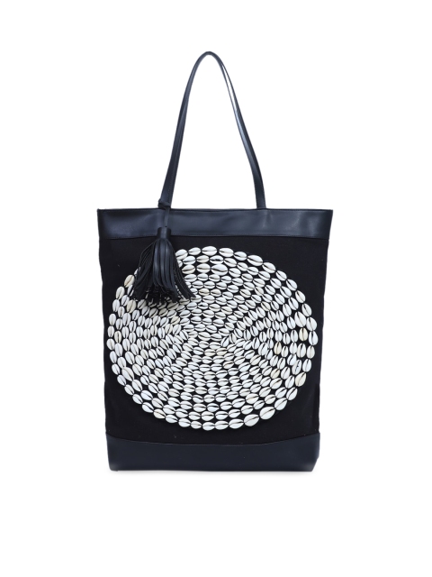 Diwaah Black & Off-White Embellished Shoulder Bag