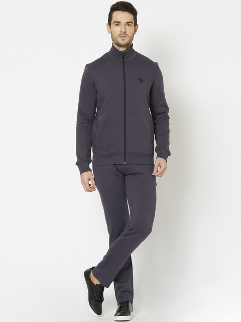 Sweet Dreams Men Charcoal Grey Solid Tracksuit