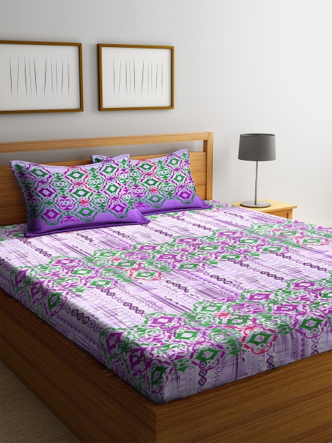 BOMBAY DYEING Purple & Green Abstract 120 TC Cotton 1 Queen Bedsheet with 2 Pillow Covers
BOMBAY DYEING Purple & Green Abstract 120 TC Cotton 1 Queen Bedsheet with 2 Pillow Covers
