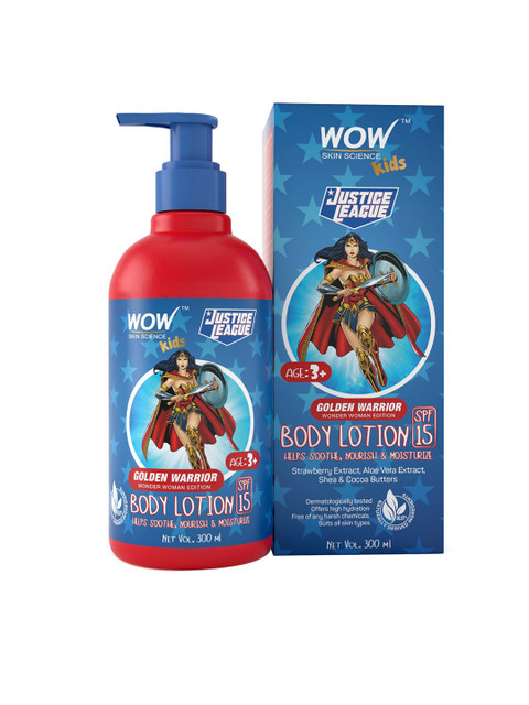 WOW SKIN SCIENCE Kids Body Lotion SPF 15 Golden Warrior Wonder Woman Edition 300 ml, Blue
WOW SKIN SCIENCE Kids Body Lotion SPF 15 Golden Warrior Wonder Woman Edition 300 ml, Blue