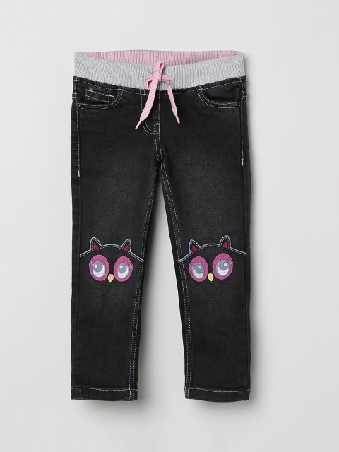 max Girls Black Slim Fit Mid-Rise Clean Look Stretchable Jeans
