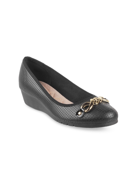 Mochi Women Black Embellished Wedges