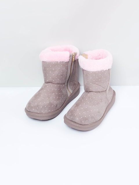 MAX Printed Ankle Length Uggs with Zip Closure, Pink