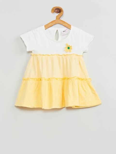 max Girls White Colourblocked Tiered Top