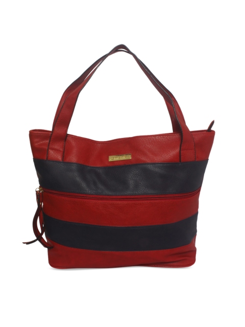 Remanika Red & Navy Blue Colourblocked Handheld Bag