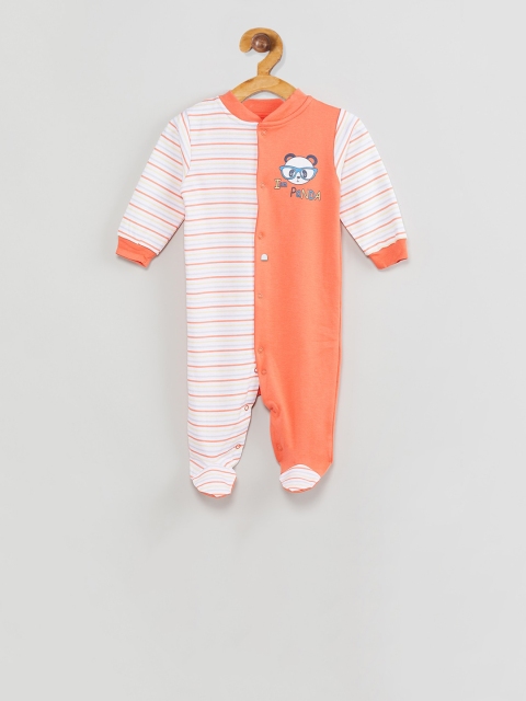 max Infant Boys White & Orange Striped Sleepsuit