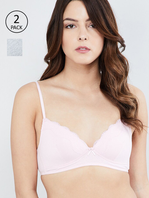 max Pack Of 2 Solid Non-Wired Heavily Padded Push-Up Bras NOOSTNPD2PKGREY, Grey 
max Pack Of 2 Solid Non-Wired Heavily Padded Push-Up Bras NOOSTNPD2PKGREY, Grey