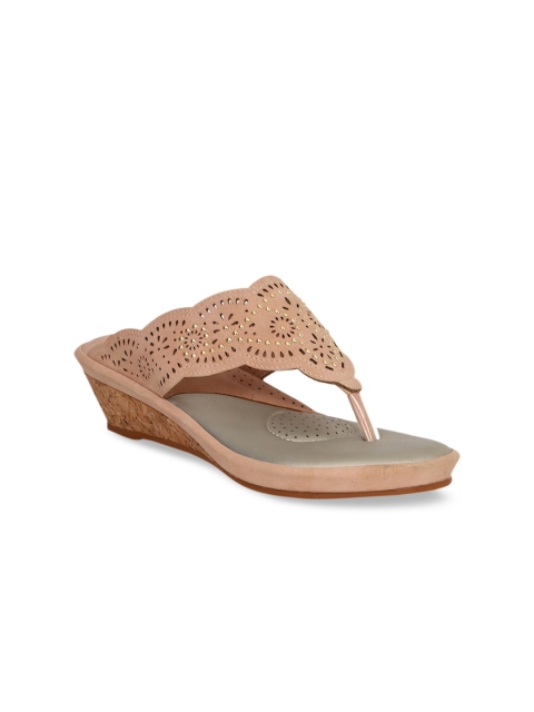Bata Women Beige Textured Wedges