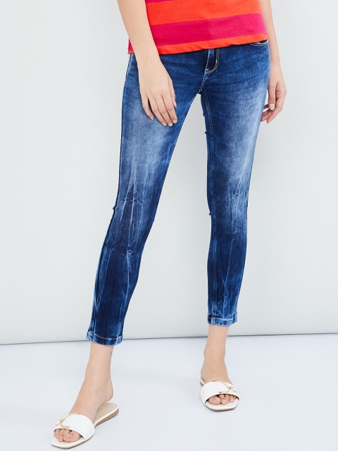 max Women Blue Skinny Fit Mid-Rise Clean Look Stretchable Jeans