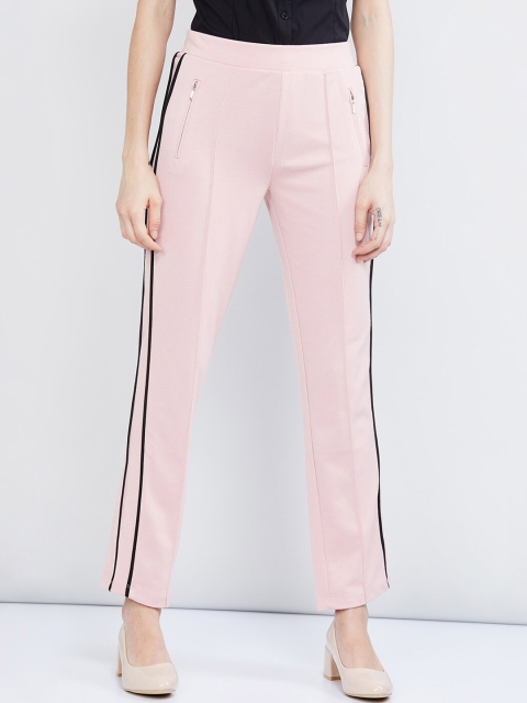 max Women Pink Solid Treggings