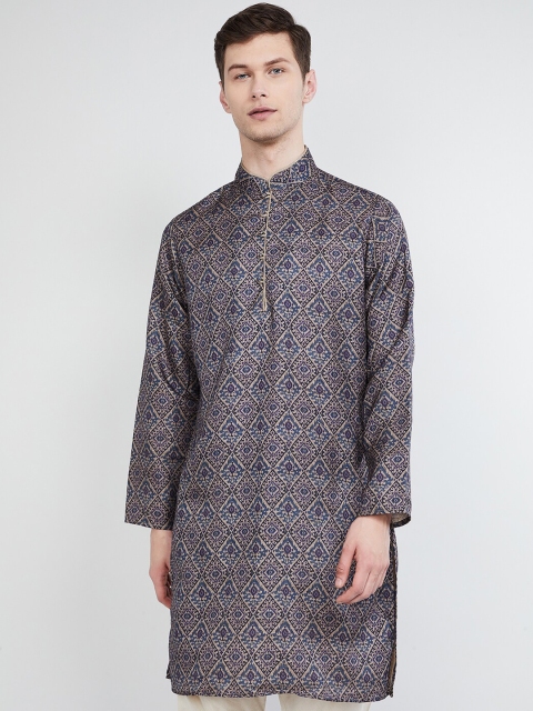 max Men Blue & Beige Printed Straight Kurta