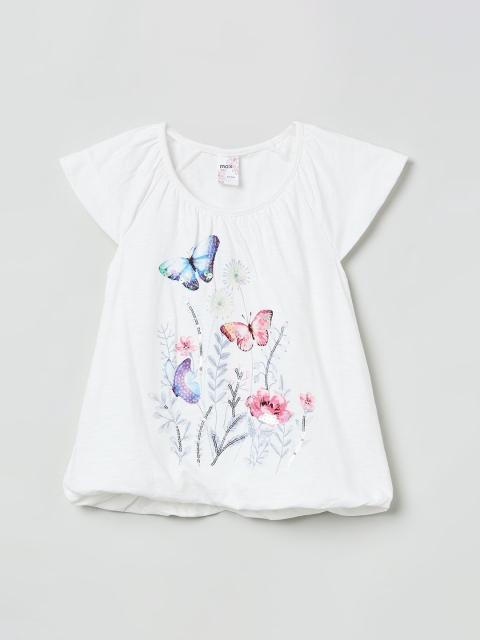 max Girls White Embellished A-Line Top