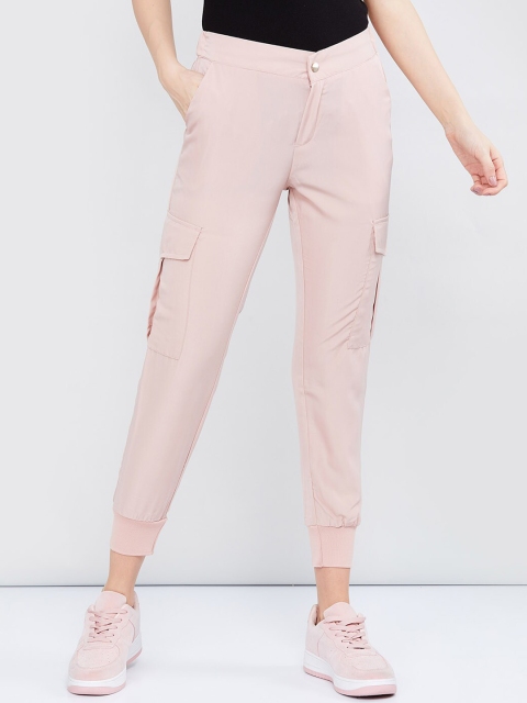 max Women Pink Slim Fit Solid Joggers