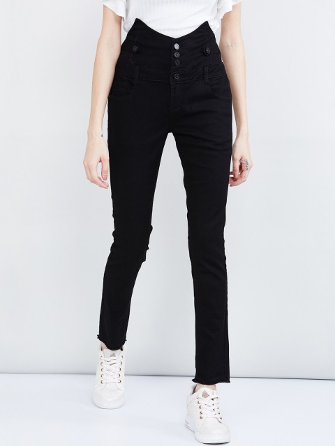 max Women Black Skinny Fit High-Rise Clean Look Stretchable Jeans