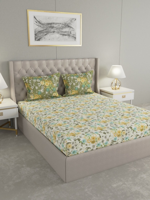 Raymond Home White & Green Floral 144 TC Cotton 1 King Bedsheet with 2 Pillow Covers
Raymond Home White & Green Floral 144 TC Cotton 1 King Bedsheet with 2 Pillow Covers