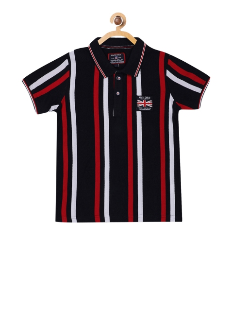 Monte Carlo Boys Navy Blue & Red Striped Polo Collar T-shirt