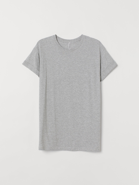 H&M Women Grey Solid Long T-shirt