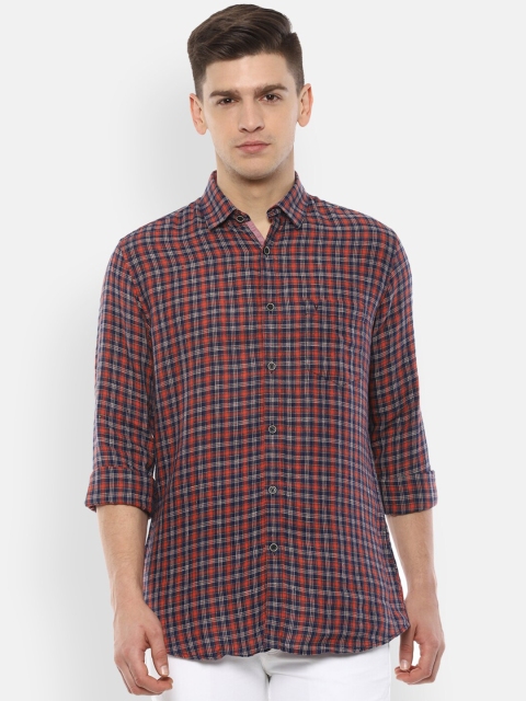 Van Heusen Sport Men Maroon Regular Fit Checked Casual Shirt