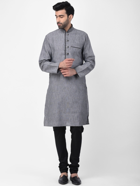 SG LEMAN Men Black & Grey Printed Kurta with Churidar