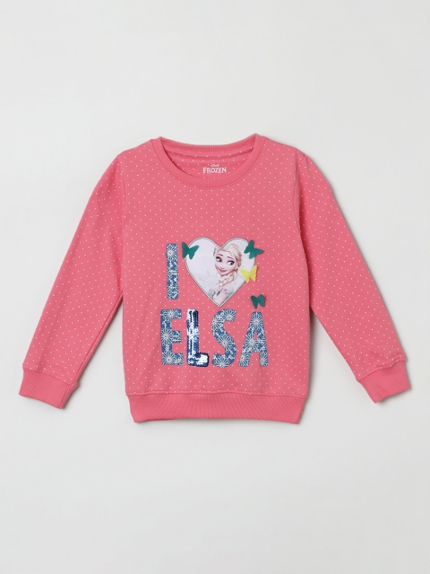 max Girls Pink & Off-White Printed Sweatshirt