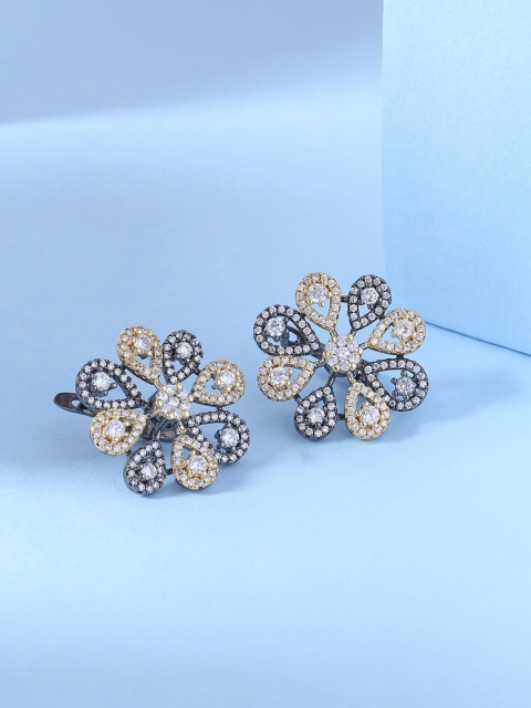 Tistabene White & Silver-Toned Floral Studs