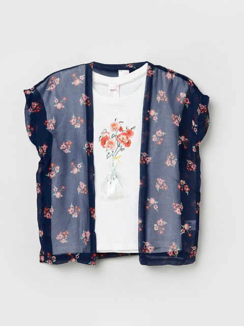 max Girls Cream-Coloured Printed Top