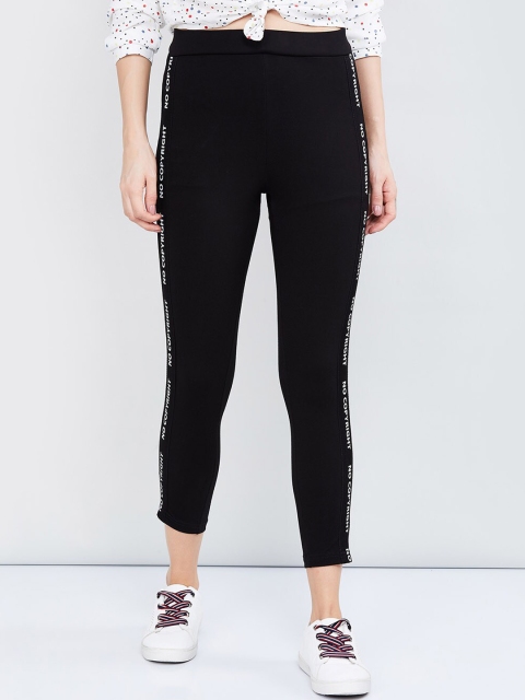max Women Black Solid Skinny-Fit Treggings