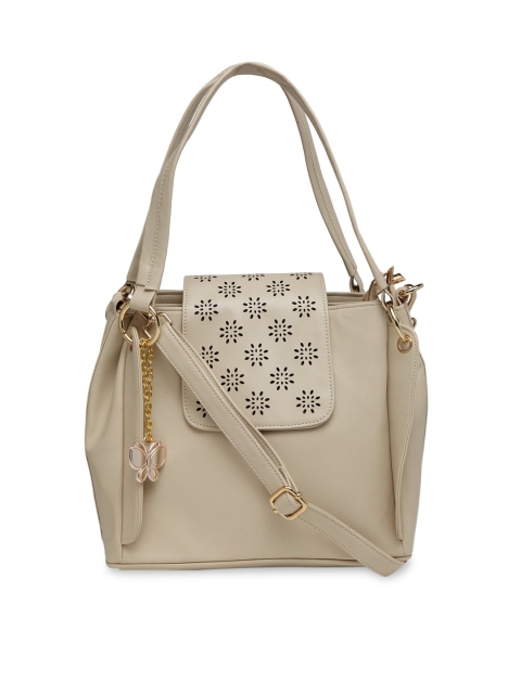 Butterflies Cream-Coloured Textured Handheld Bag