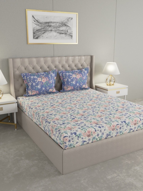 Raymond Home Off-White & Blue Floral 144 TC Cotton 1 King Bedsheet with 2 Pillow Covers
Raymond Home Off-White & Blue Floral 144 TC Cotton 1 King Bedsheet with 2 Pillow Covers