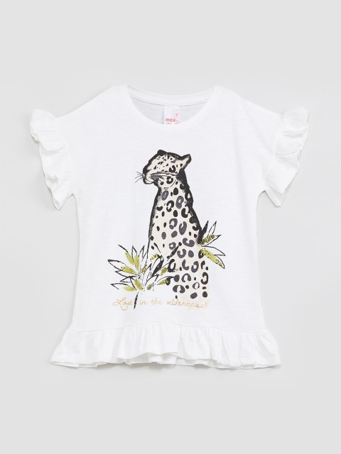 max Girls Off-White Printed Top