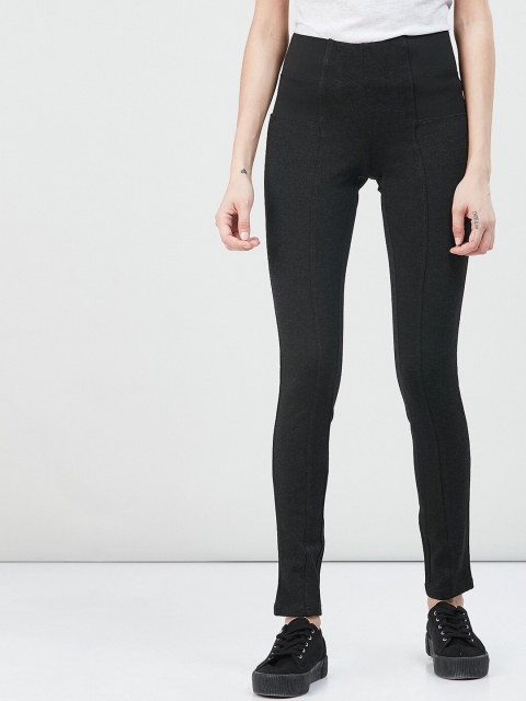 max Women Charcoal Grey Solid Skinny-Fit Treggings