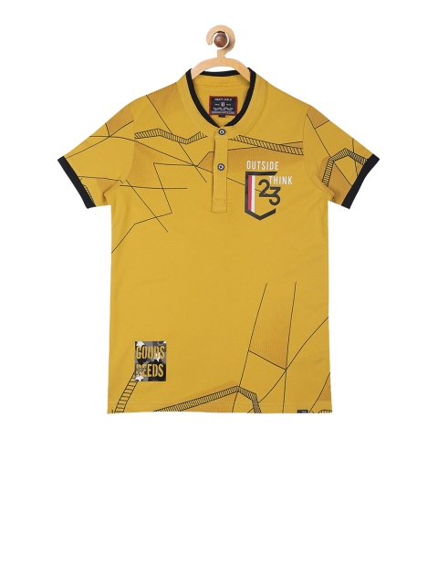 Monte Carlo Boys Mustard Printed Polo Collar T-shirt