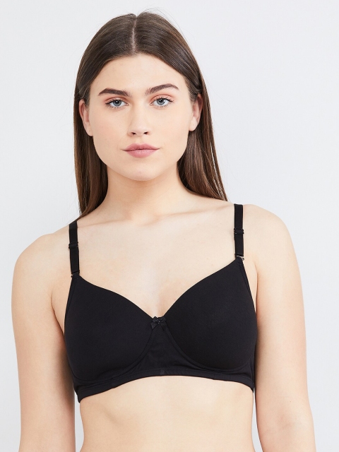 max Black Solid Non-Wired Lightly Padded Everyday Bra SP20PDNW01BLACK