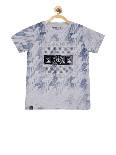 Monte Carlo Boys Grey Printed Round Neck T-shirt