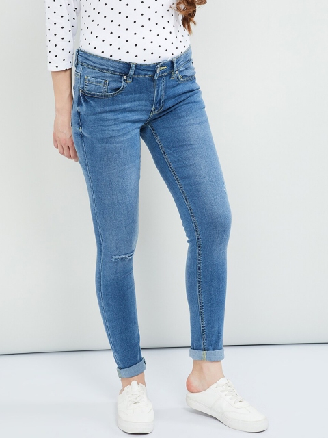 max Women Blue Skinny Fit Mid-Rise Clean Look Stretchable Jeans