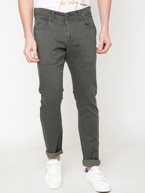 Oxemberg Men Grey Slim Fit Mid-Rise Slash Knee Stretchable Jeans