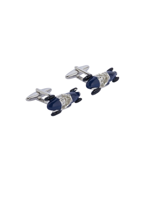 shaze Blue & Silver-Toned Quirky Small Car Cufflinks