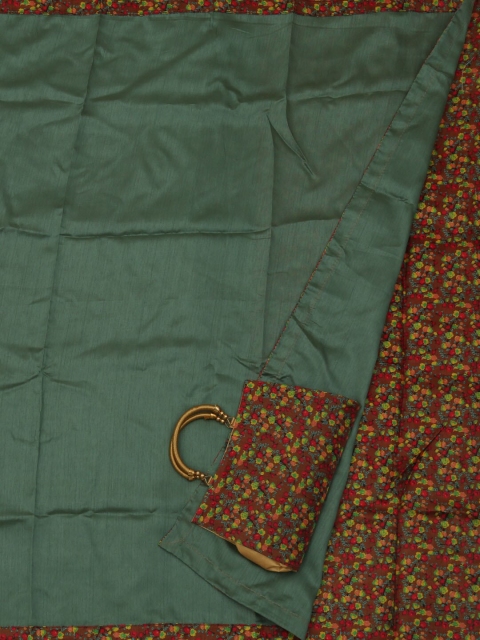 Pothys Green Solid Jute Silk Saree