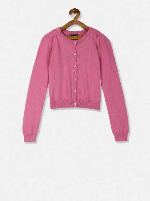 GAP Girls Pink Solid Cardigan