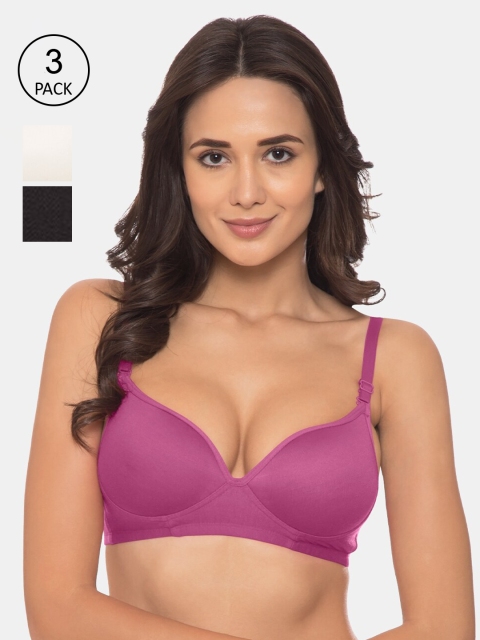 Souminie Purple Pack of 3 Non-Wired Heavily Padded T-shirt Bra S-716-MG-BLK-OFFW-32D
Souminie Purple Pack of 3 Non-Wired Heavily Padded T-shirt Bra S-716-MG-BLK-OFFW-32D