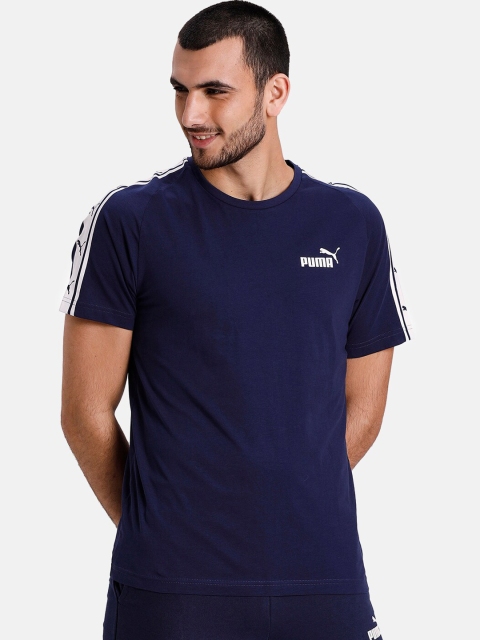 Puma Men Navy Blue Solid Round Neck T-shirt